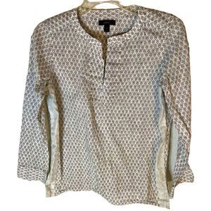 J. Crew Women’s Print Tunic Top Shirt Sz 2 Small Cotton Metallic White Black